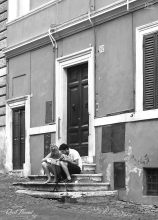 Couple consulting their city map in Rome