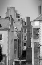 Rooftops, lines, cables, antennas, chimneys, Douarnenez