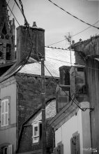 Rooftops, lines, cables, antennas, chimneys, Douarnenez