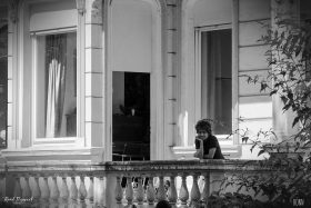 Woman on balcony, Clemens August Strasse, Bonn
