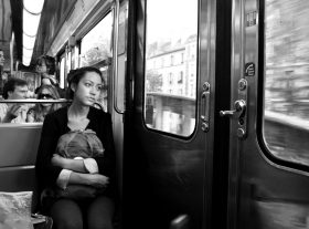 Young female traveler in Metro Paris